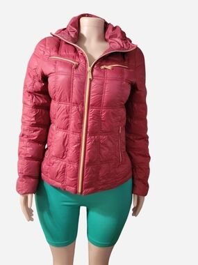 Michael Kors Quilted Puffer Jacket in Rose Pink with Gold Zippers